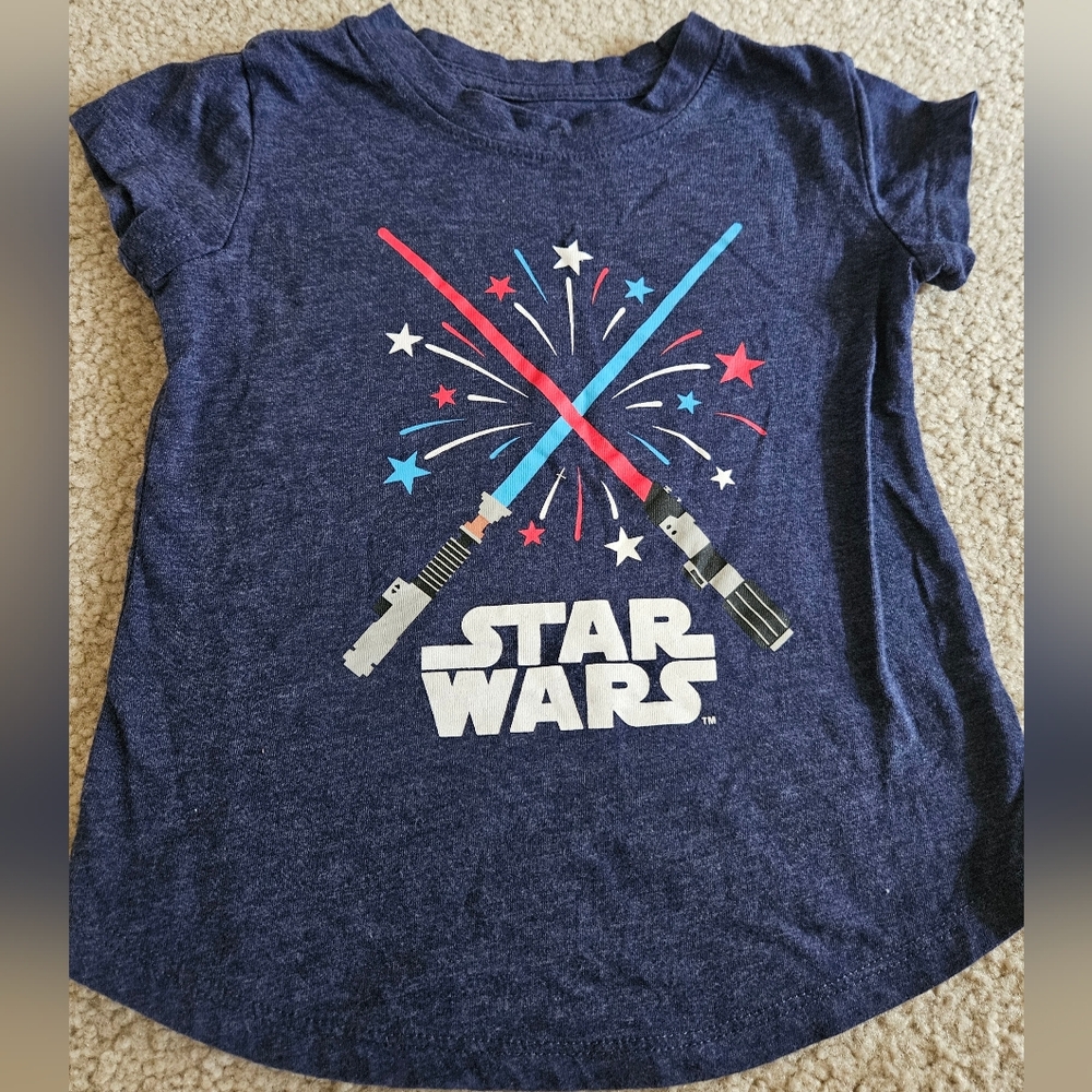 Star Wars | Girls | 2T | Navy Blue | T-Shirt | Lightsabers | Fireworks | Disney